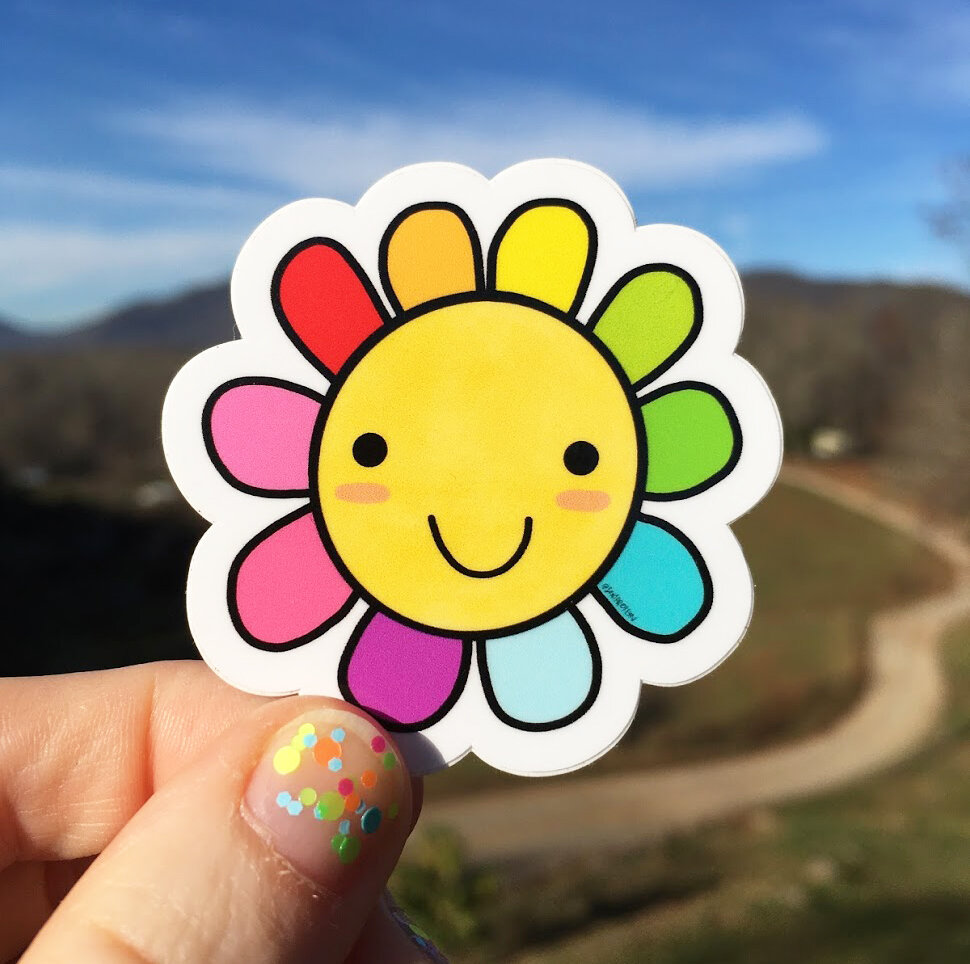 Rainbow Flower Sticker - Vinyl Sticker — Jenipher Lyn + Nightly Doodles